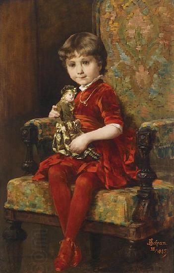 Alois Hans Schram Young Girl with Doll oil painting picture